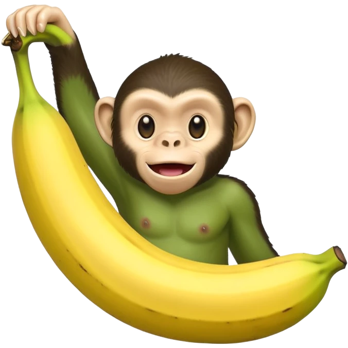 banana with a green chimpanzee head coming out of it. emoji