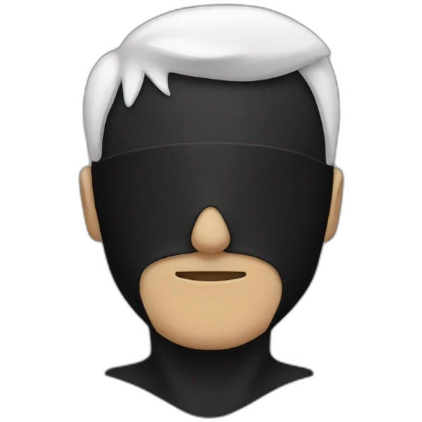 Man with black mask and white hear emoji