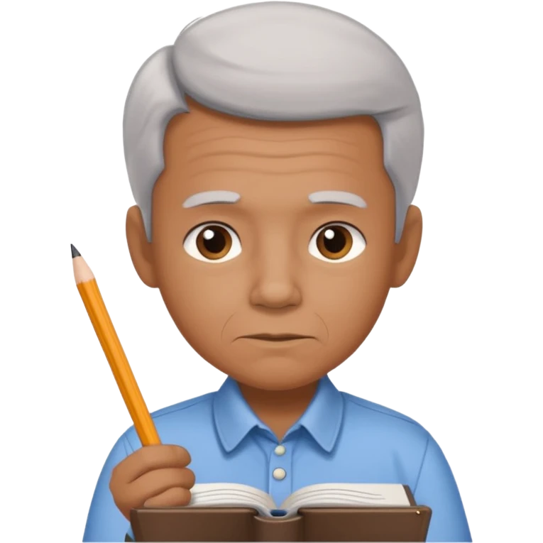 boy drawing pic of grandpa on notebook emoji