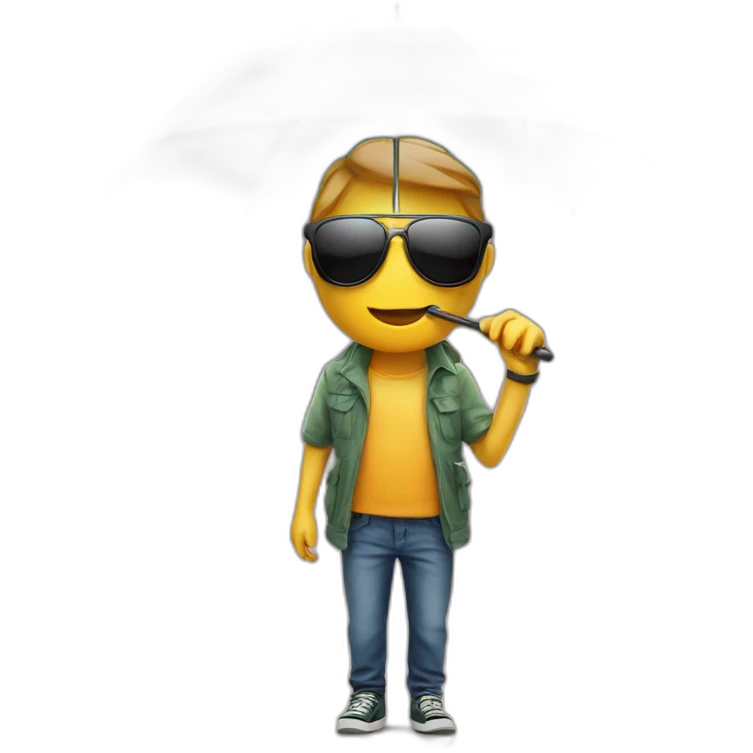 face with sun glasses and umbrella over head emoji