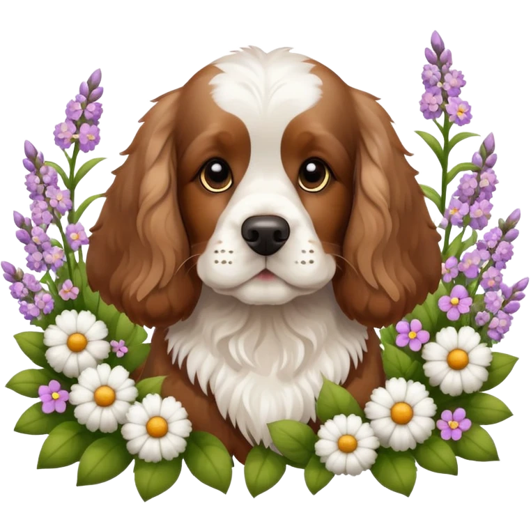 Cocker spaniel in flower  emoji