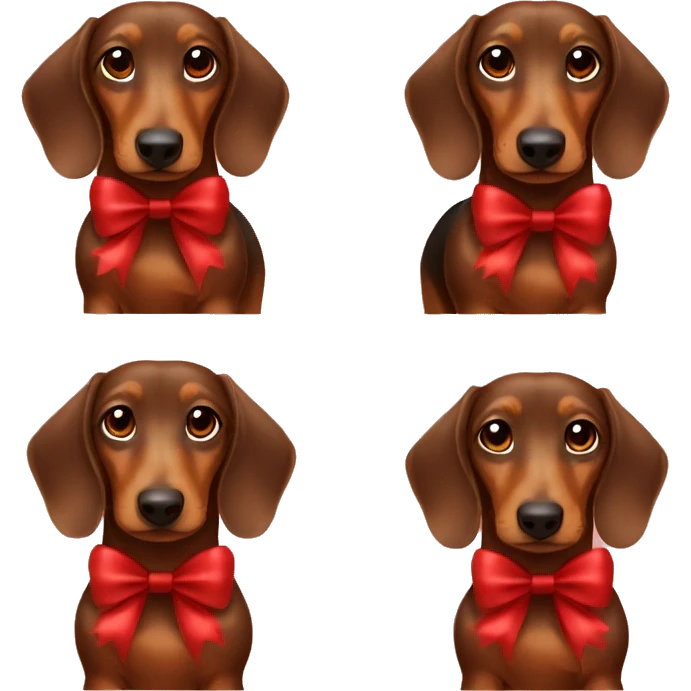 Brown Daschund with red Christmas bow emoji