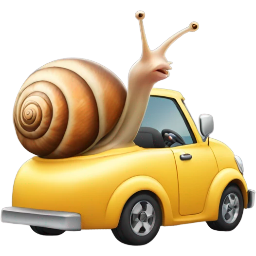 Snail driving a car emoji