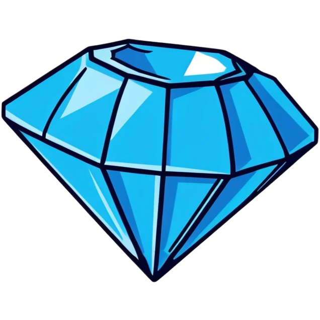 shiny blue diamond broken in half exposing crystal structure inside emoji