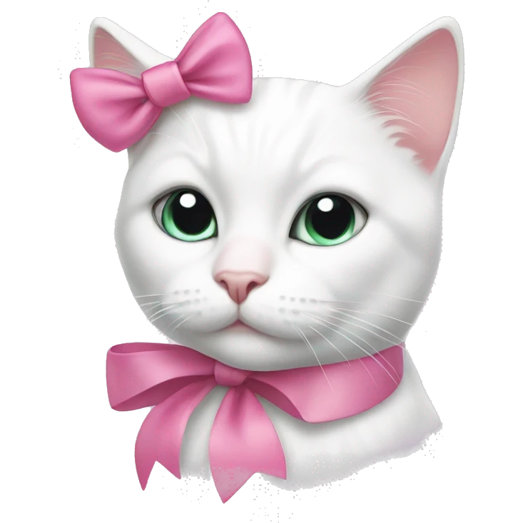 White cat with pink bow emoji