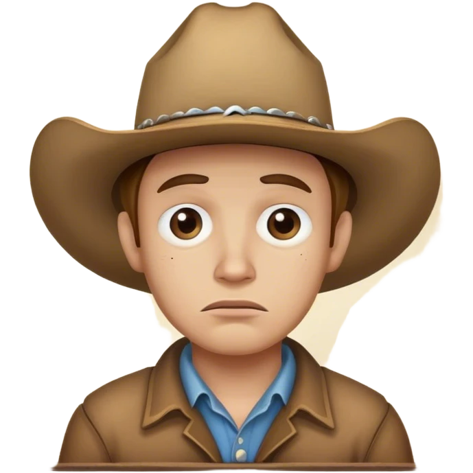sad face with cowboy hat and gnarly sign emoji
