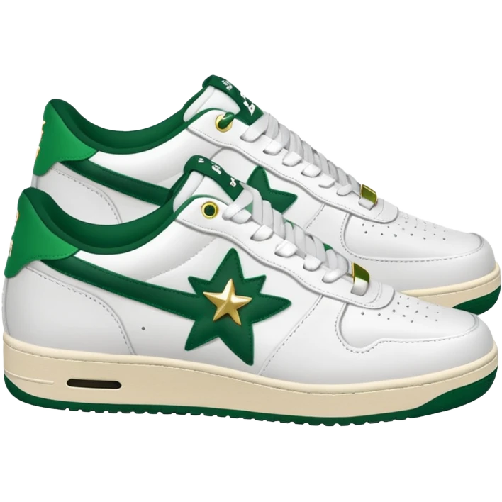 Сделай кроссовки BAPE STA белые с темно-зелеными  emoji
