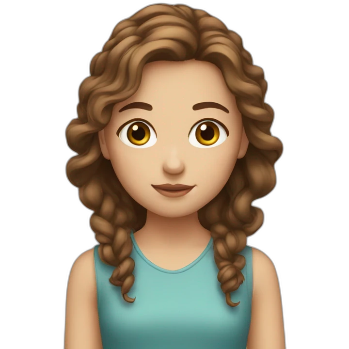 Girl with hazel eyes and weavy brown hair emoji