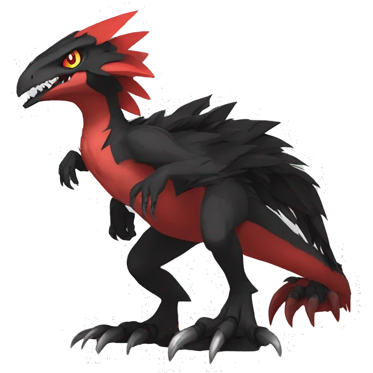  Cool Edgy Black Red Digimon-Fakemon-Raptor-Reptile full body emoji