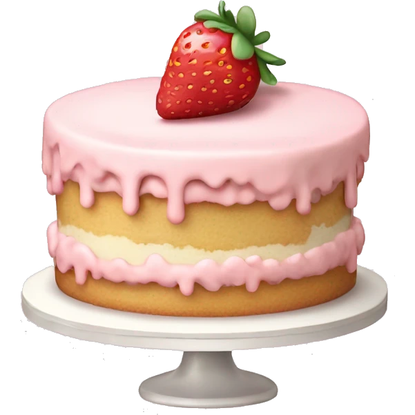 Light Pink strawberries and cream birthday cake  emoji
