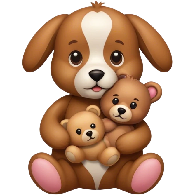 Dog holding teddy bear  emoji