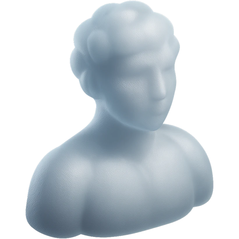 person looking straight, made entirely of white fluffy convex clouds, shoulders visible, matte glass style emoji