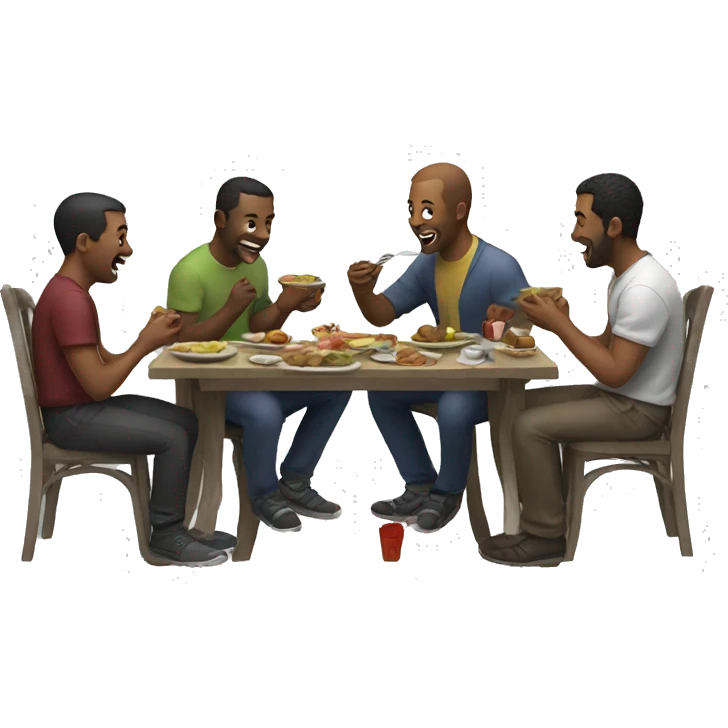 men eating together  emoji