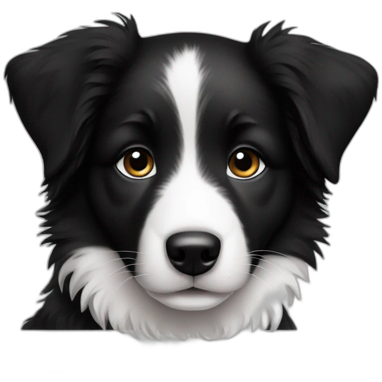 border collie puppy, only black and white, very cute emoji