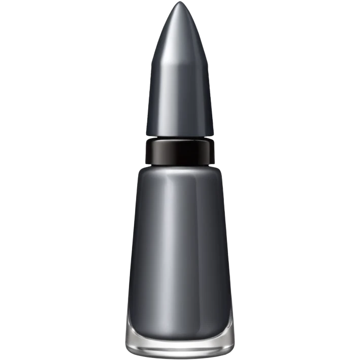 Dark grey metallic   nail polish bottle with a tall pointy cap emoji