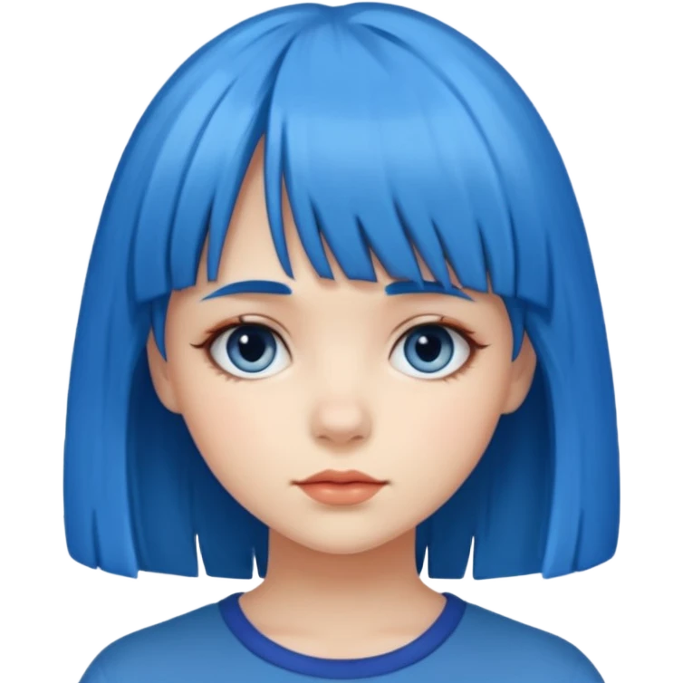girl with bangs and blue hair emoji