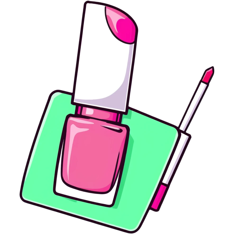 Pink AVON beauty collection with pink lipgloss, pink nail polish, and pink compact emoji