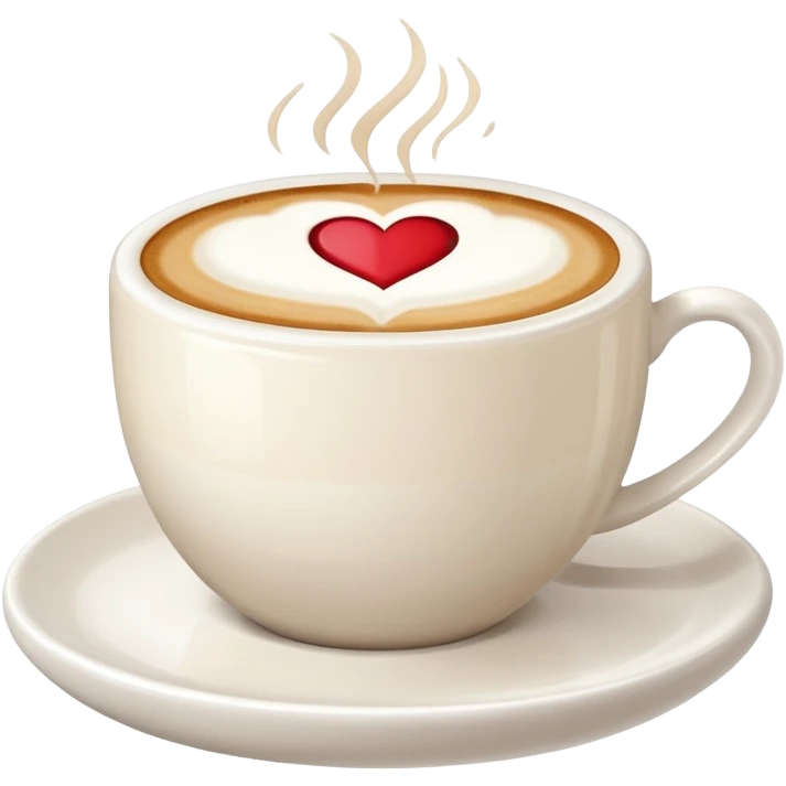 cappuccino cup with a heart design in the milk foam emoji