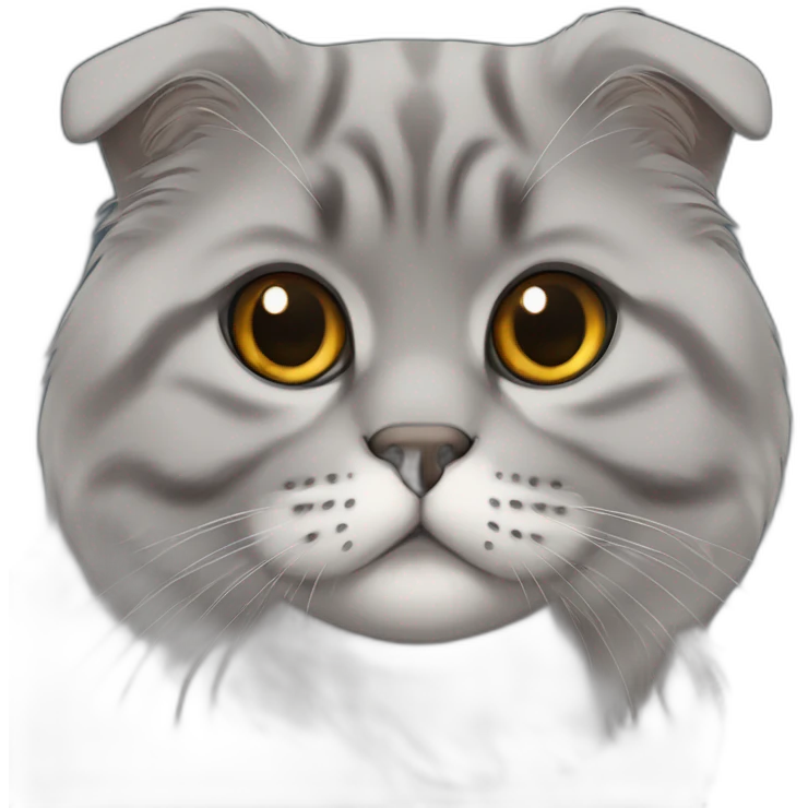 darkgrey Scottish Fold Cat long hair broken ear emoji