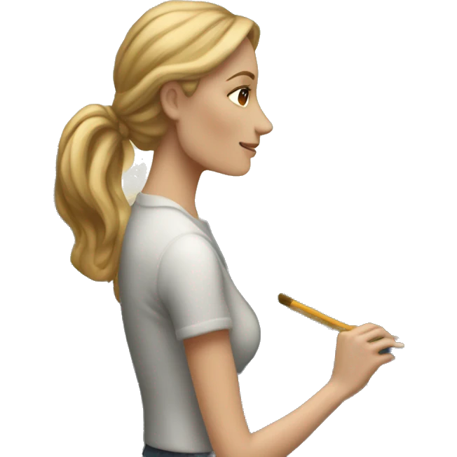 a white woman painting a scenic picture on an easel emoji