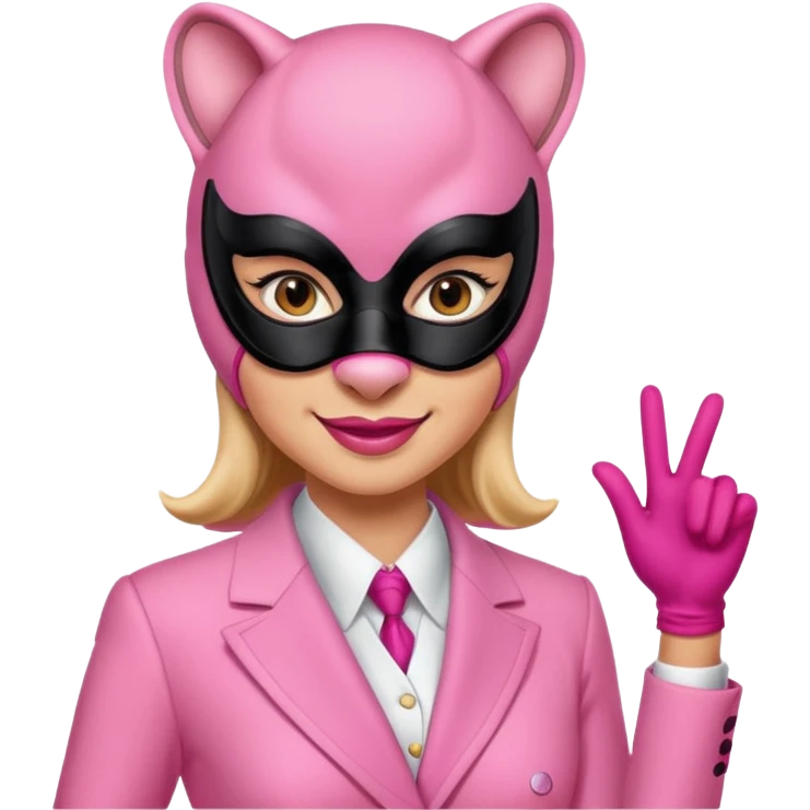 Woman dressed as pink panther emoji