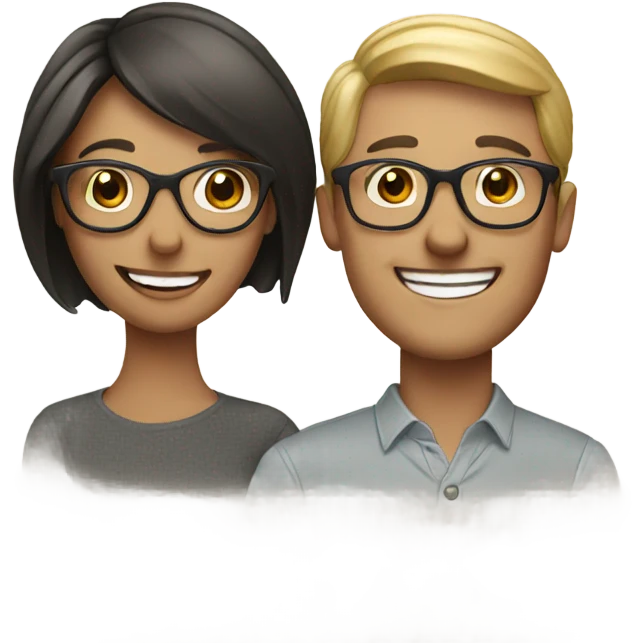 happy couple with glasses emoji