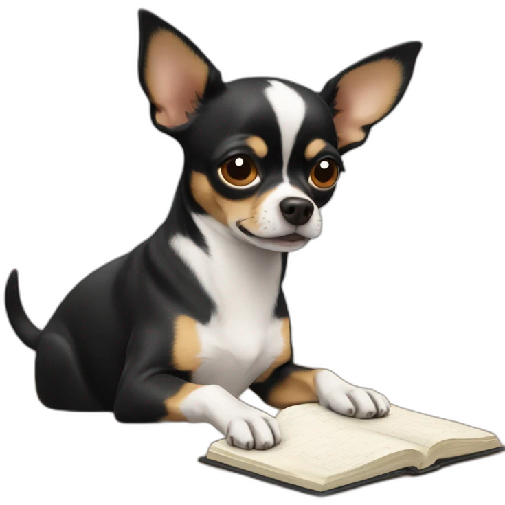 chihuahua NEGRO ESTUDIANDO emoji