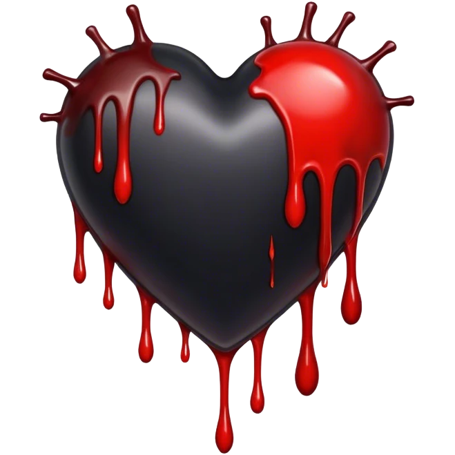 Black heart with blood drips emoji
