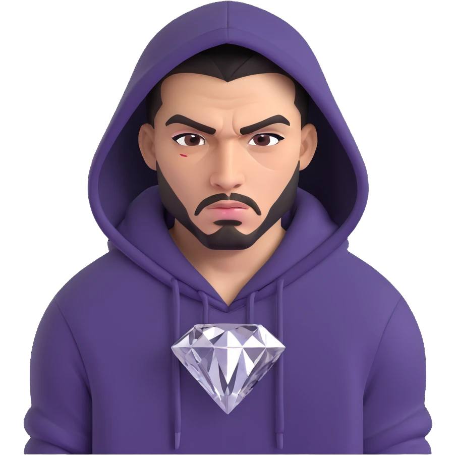 gangster with a diamond grill, mean look, wearing a hoodie, urban vibe emoji