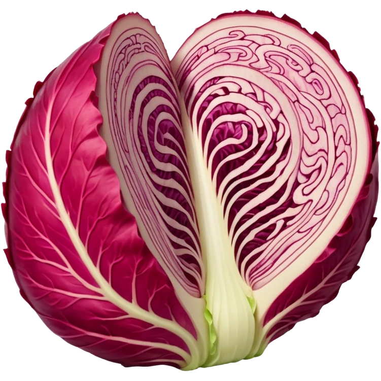 red napa cabbage cross-section view, no green, all red, no face emoji