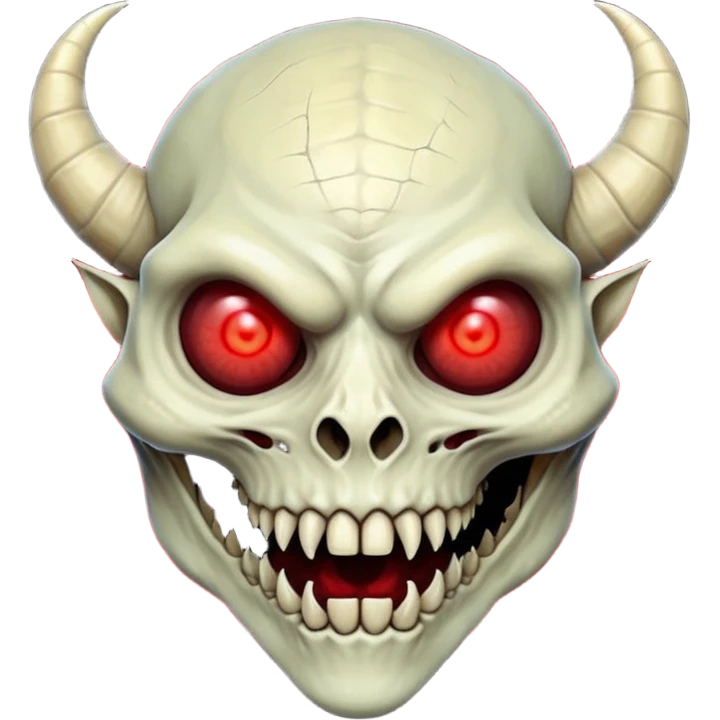 Cursed Crimson Satanic Horned Reptilian Moon Spooky Eerie Ghostly Spectral Zombiefied Skeletal Monsterous Creature Face emoji