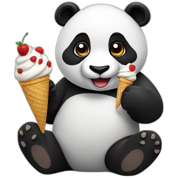 Panda eating ice cream emoji
