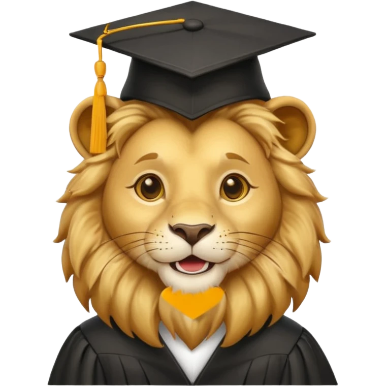 happy lion wearing a graduation cap emoji