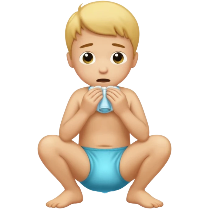 A  boy squating down peeing on his wet stinky poopy underwear farting emoji