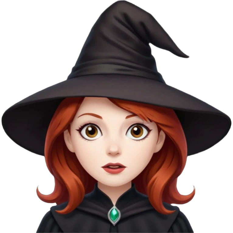Dark Red haired witch, sassy, rolling eyes upwards rude emoji