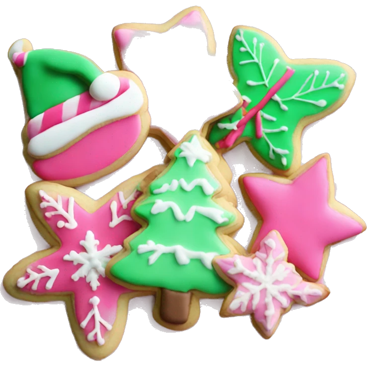 Christmas sugar cookies pink designs  emoji