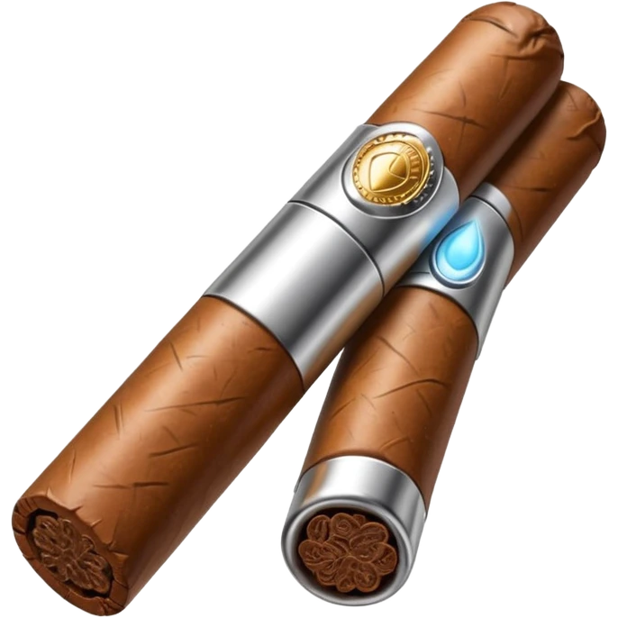 A luxury cigar emoji made of silver chrome, smooth metallic texture, minimal shape, glossy reflections, rich swag aesthetic, iOS emoji style, centered, clean white background emoji
