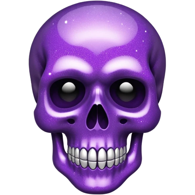 Glitter purple flat skull emoji