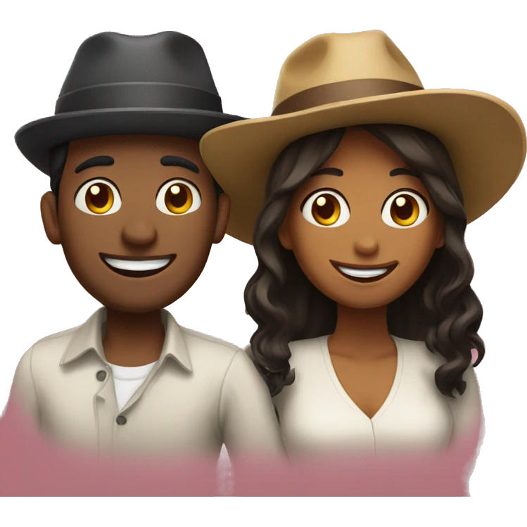 happy couple with hats emoji