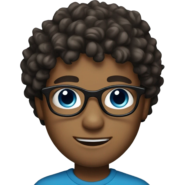 White boy with blue eyes with glasses with dark brown curly hair emoji