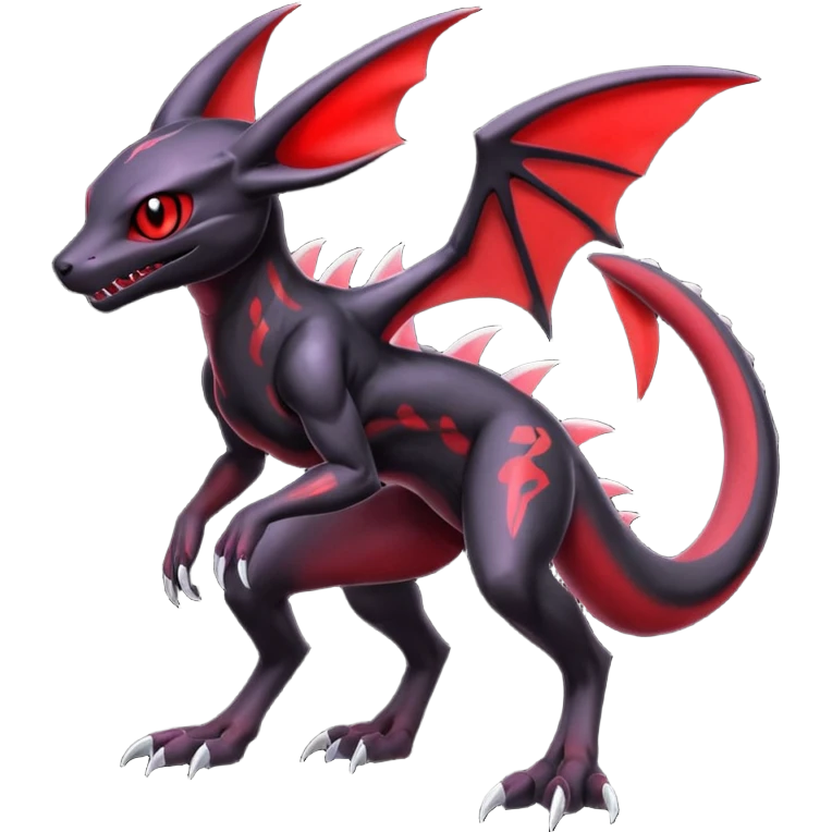 Gothic Edgy Evil Badass Cool Genesect-Umbreon-Salandit-Fakémon-hybrid-creature (full body)  emoji