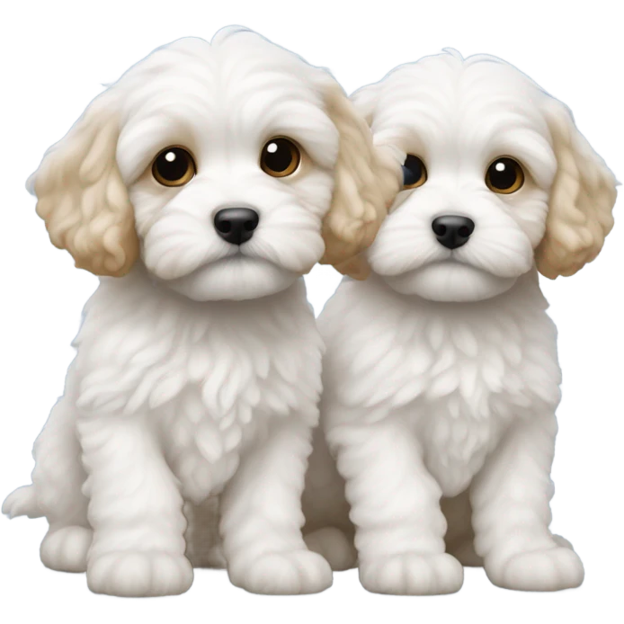 Two little white cavapoos  emoji