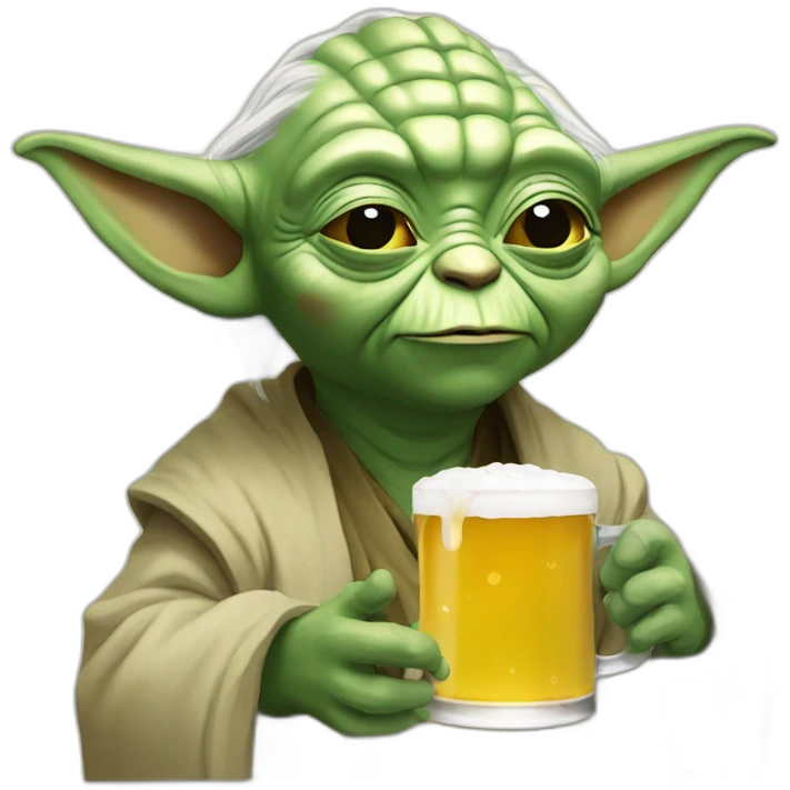 Yoda drinking beer emoji