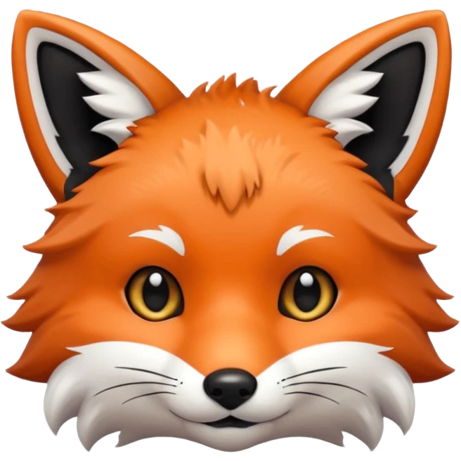 une tête de renard trop kawaii avec des poils noirs à la place des poils blancs emoji
