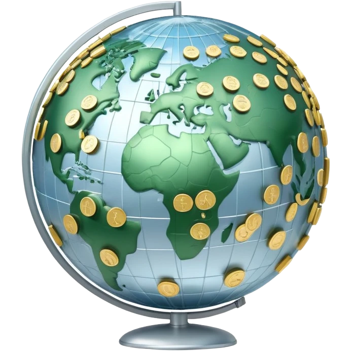 Globe with dollar signs, representing global finance and money world emoji