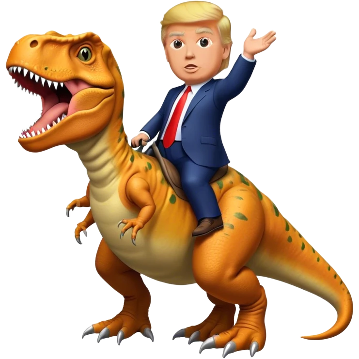 Donald Trump riding T-rex emoji