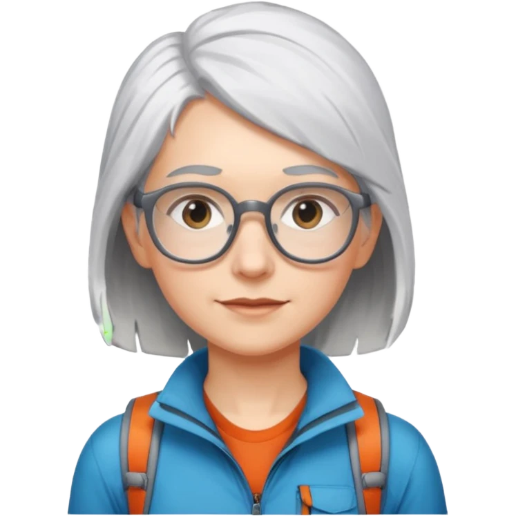 young climber woman with white/grey hair and glassess emoji