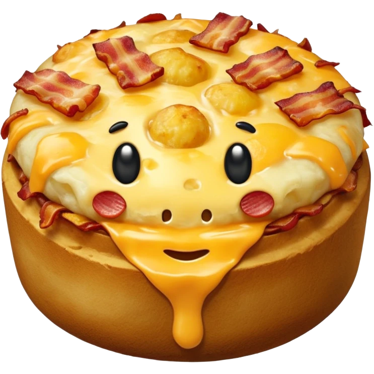 Crispy, coin-shaped tot filled with gooey cheese, savory bacon bits, and fluffy potatoes. emoji