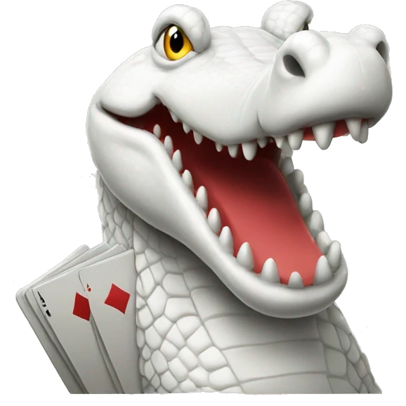 White crocodile playing poker emoji