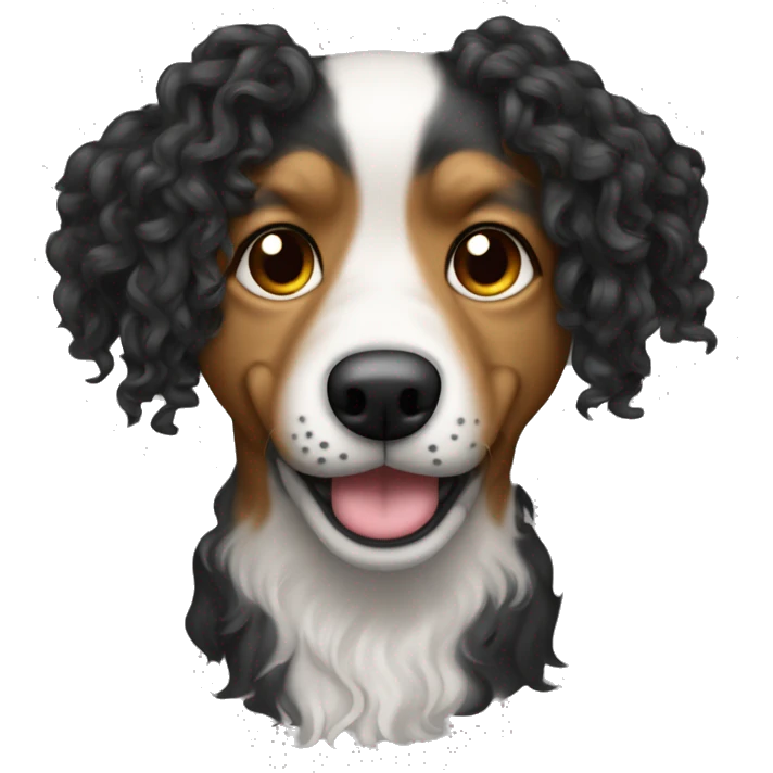 UN PERRITO FRESH PODDLE CON RIZOS SEÑANDO EL DEDO Y CERRANDO EL OJO DERECHO. emoji